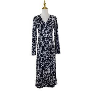 NWT DVF X Target Women's Black Sea Spots Long Sleeve Midi Knit Wrap Dress Size M